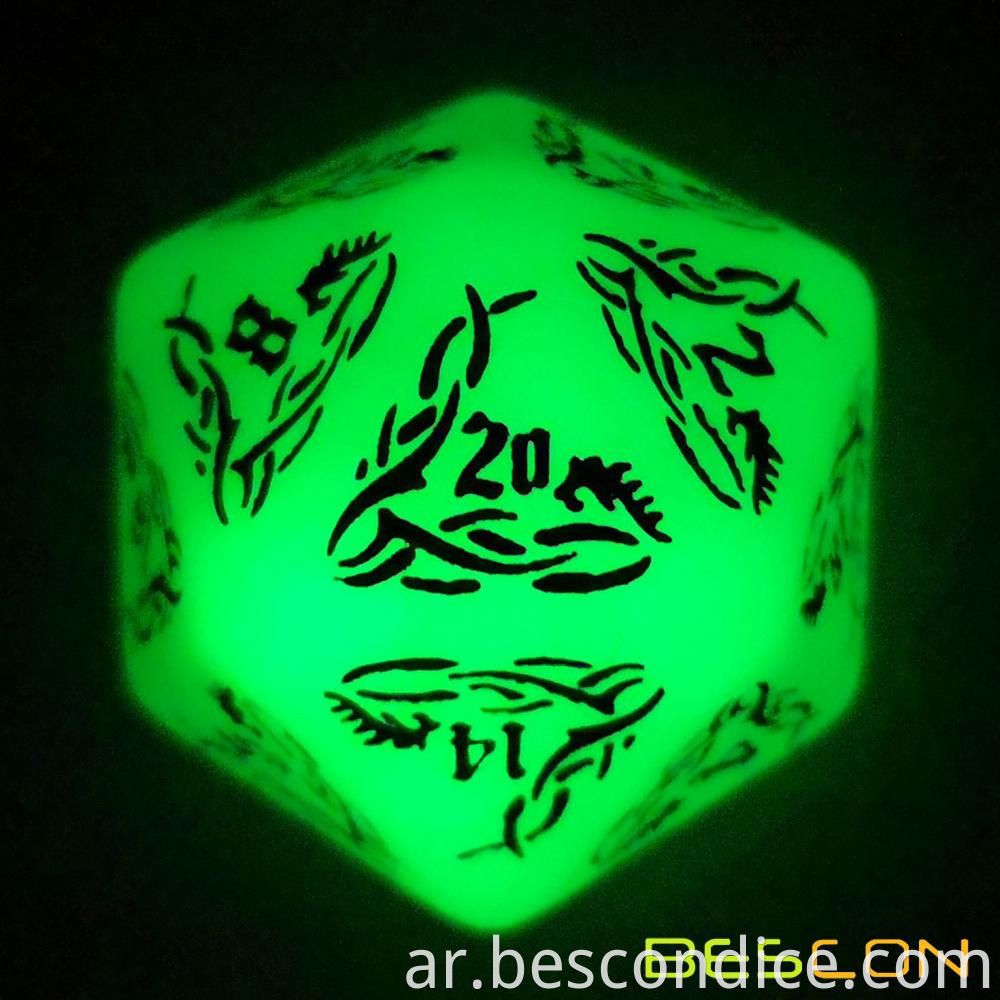 Oversized Glow In Dark Pattern Engraving Dice 2